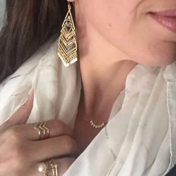 stella & dotโ~ horizon statement earrings ~ pave crystal gold chandeliers - Picture 4 of 7